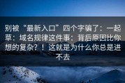 别被“最新入口”四个字骗了：一起草：域名规律这件事：背后原因比你想的复杂？！这就是为什么你总是进不去